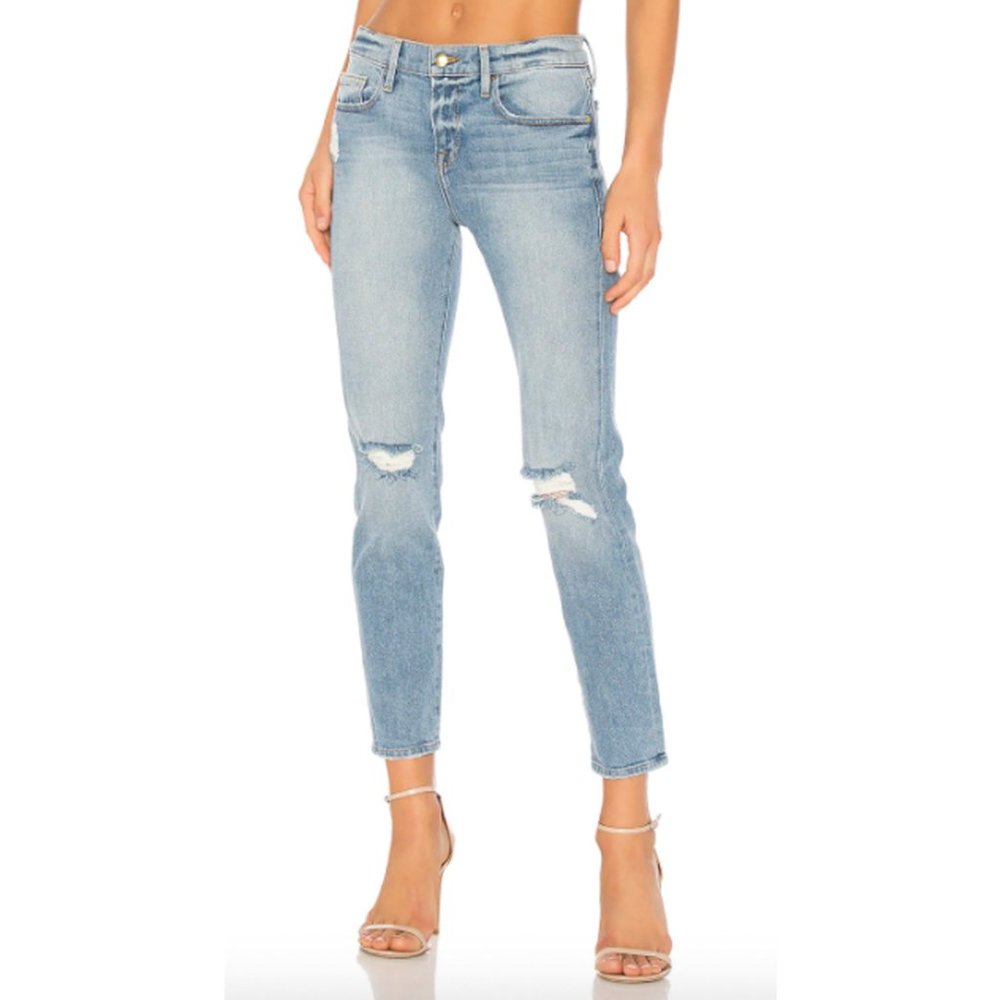 Frame Le Boy High Rise Ripped Jeans